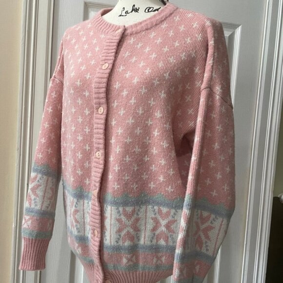 VINTAGE 1970 JANTZEN SWEATER KNITTED PINK Sz 2XL COQUETTE GRANDMA CORE ICONIC - Picture 2 of 16